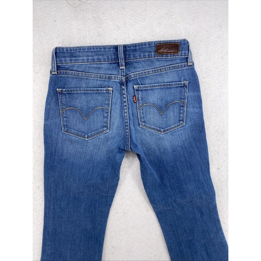 Levi's Demi Curve Flare Jeans Womens Blue Denim Low Rise Stretch 24x27 - Picture 12 of 14